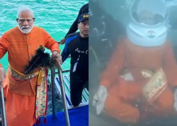 पीएम मोदी ने समुद्र के अंदर द्वारका नगरी के देखे अवशेष