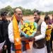 रक्षा मंत्री राजनाथ सिंह का पचमढ़ी हेलीपैड पहुंचने पर हुआ स्वागत
