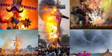देशभर में रावण, कुंभकर्ण और मेघनाद के पुतले फूंक, बुराई का नाश किया गया